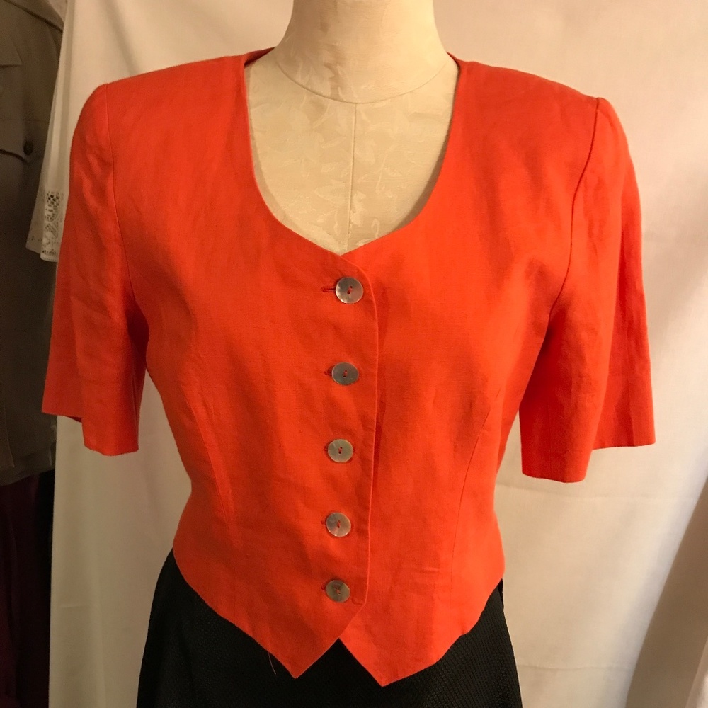 Vintage Tanner linen tangerine top, size 6